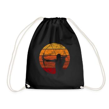 Archery shooting sport vintage retro gift - Drawstring Bag - black - Front