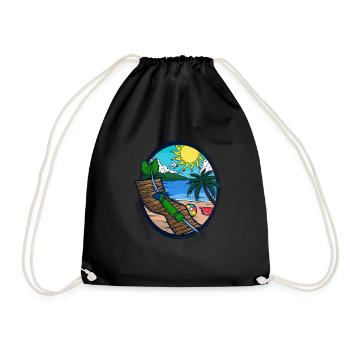 Dartpfeil Am Strand Sonnenliege Shirt Dartspieler - Turnbeutel - Schwarz - Vorne