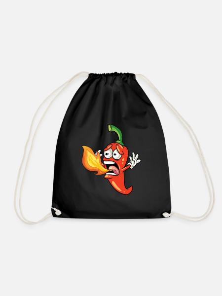 Funny chili pepper, hot peppers for the barbecue - Drawstring Bag - black
