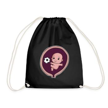 Pregnancy mother birth baby football - Drawstring Bag - black - Front