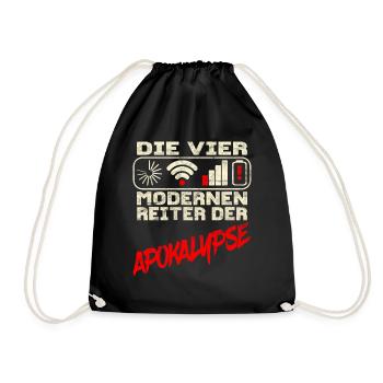 Die vier apokalyptischen Reiter. Wlan, Akku, etc. - Turnbeutel - Schwarz - Vorne