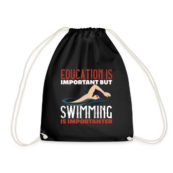 Swimming Is Importanter - Turnbeutel - Schwarz - Vorne