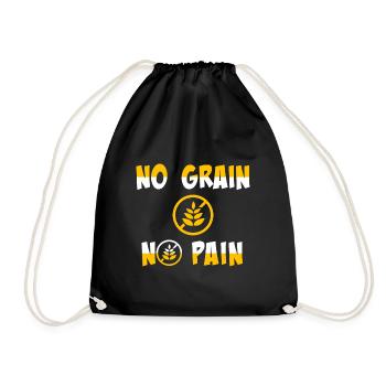 No Grain No Pain Gluten Free Gift - Drawstring Bag - black - Front