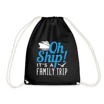 Boat Ship It's A Family Trip Cruiser Gift - Drawstring Bag - black - Front