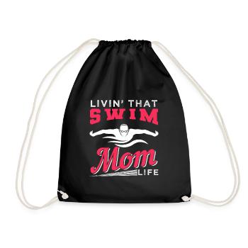 Swim Mom Swimming Fan Lover Sport - Turnbeutel - Schwarz - Vorne