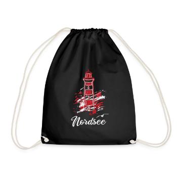 Nordsee Leuchtturm Urlaub Ausflug - Turnbeutel - Schwarz - Vorne