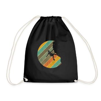 Kletter Retro Wander Berge Karabiner Geschenk - Turnbeutel - Schwarz - Vorne
