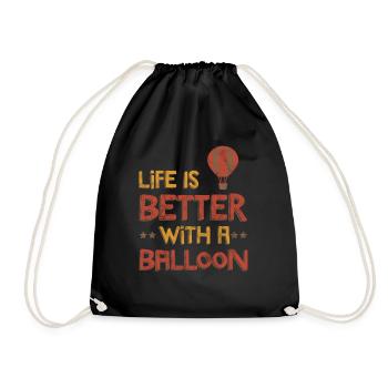 Ballonfahrer Pilot Heißluftballon Sprüche Geschenk - Turnbeutel - Schwarz - Vorne