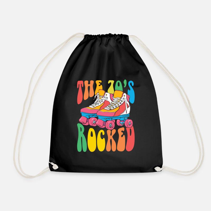 70s Seventies 1970's Costume - Drawstring Bag - black