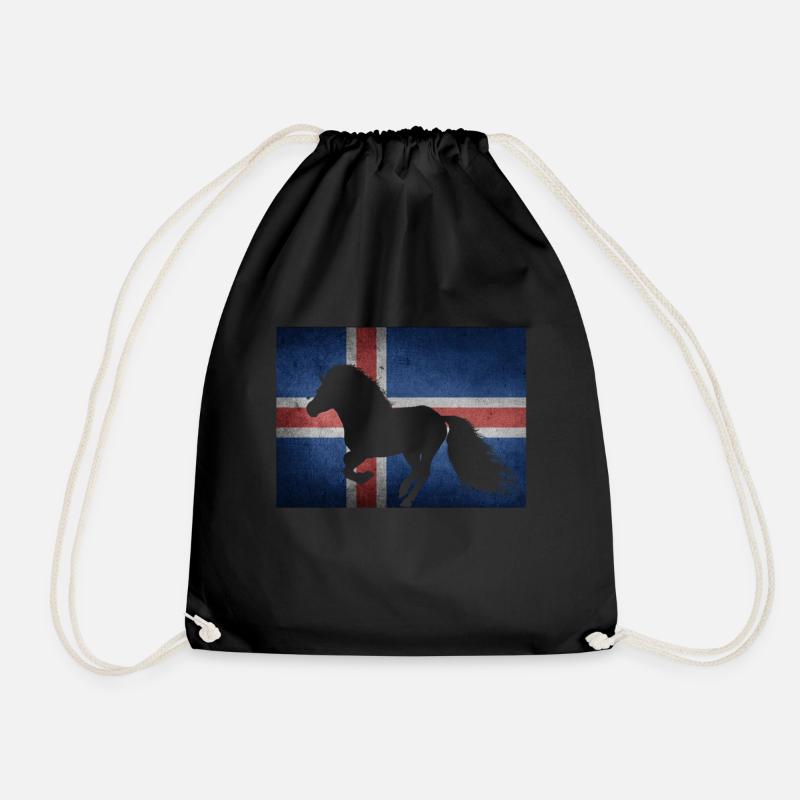 Islandpferd Flagge Island Reiter Geschenkidee - Turnbeutel - Schwarz