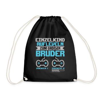 Bruder Zocker Gamer Gaming Geek Geschenk Süß - Turnbeutel - Schwarz - Vorne