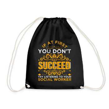 Social Worker Profession job Title Gift - Drawstring Bag - black - Front