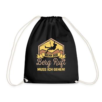 Berg Bergluft Lustig Spruch Geschenk Wandern Retro - Turnbeutel - Schwarz - Vorne