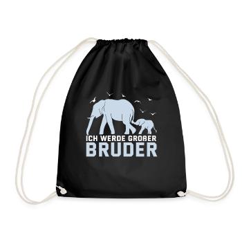 Lustig Elefant Bruder Baby Geschwister Geschenk - Turnbeutel - Schwarz - Vorne