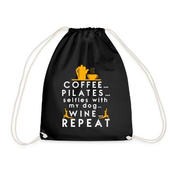Coffee Pilates Wine Repeat - Drawstring Bag - black - Front