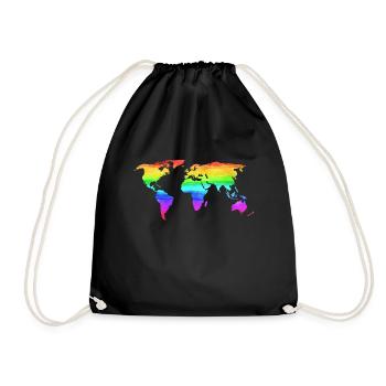 Carte du monde Couleurs colorées arc en ciel Coloré - Sac de sport léger - noir - Devant