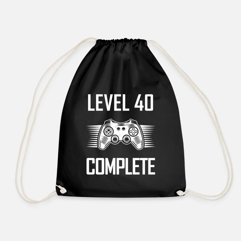 Level 40 Complete Retro Funny Gamer Birthday Gift - Turnbeutel - Schwarz