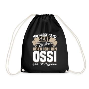 Ossi Lustig Spruch Ostdeutsch Osten Geschenk Geek - Turnbeutel - Schwarz - Vorne
