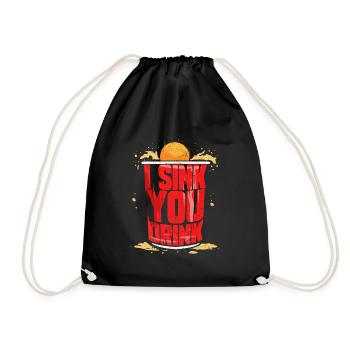 Beer Pong Beerpong Bier Becher Lustig Spruch Logo - Turnbeutel - Schwarz - Vorne