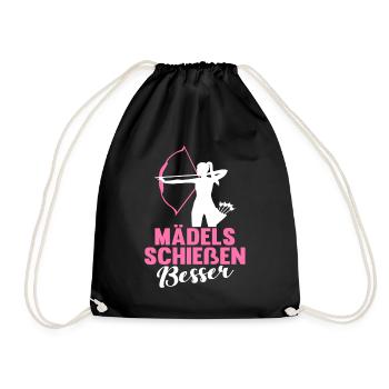 Bogenschießen Pfeil Bogen Lustig Spruch Geschenk - Turnbeutel - Schwarz - Vorne
