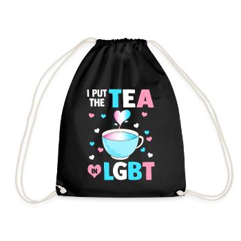 Put The Tea in LGBT Trans Flag - Drawstring Bag - black - Front