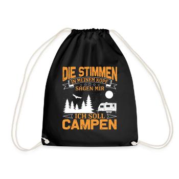 Ich soll Campen - Turnbeutel - Schwarz - Vorne