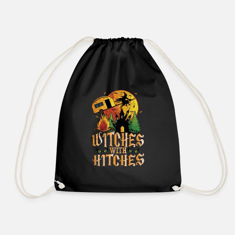 Funny Camping Witches Trailer Hitch - Drawstring Bag - black