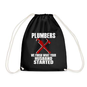 Plumbers We Finish What Your Husband Started - Turnbeutel - Schwarz - Vorne