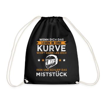 Lustig Motorrad Bike Geschenk Spruch Sarkastisch - Turnbeutel - Schwarz - Vorne