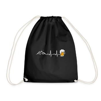 Herzschlag Berge und Bier - Turnbeutel - Schwarz - Vorne