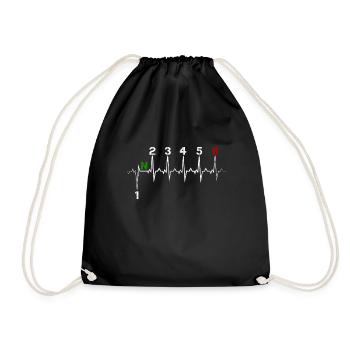 Motorcycle gear shift 1N23456 heartbeat EKG pulse - Drawstring Bag - black - Front