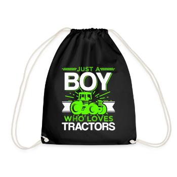 Just A Boy Who Loves Tractors Funny Farmer Gift - Drawstring Bag - black - Front