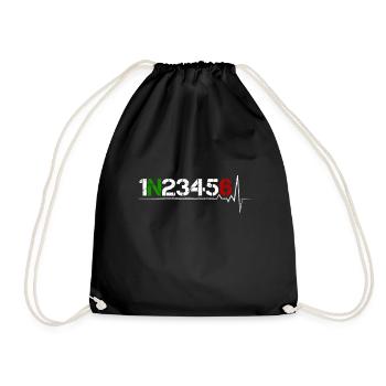 Motorcycle gear shift 1N23456 heartbeat EKG pulse - Drawstring Bag - black - Front