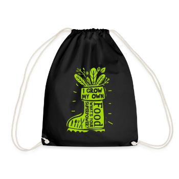 I Grow My Own Food Funny Gardener - Drawstring Bag - black - Front
