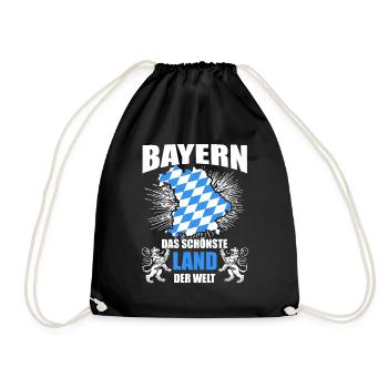 Bayern - Schönstes Land der Welt I Lustiger Spruch - Turnbeutel - Schwarz - Vorne