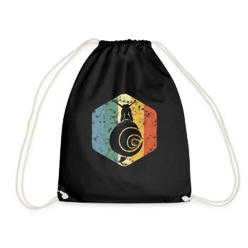 Cool snail shell snail gift - Drawstring Bag - black - Front