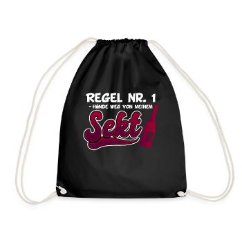 Lustig Sekt Prosecco Spruch Geschenk - Turnbeutel - Schwarz - Vorne