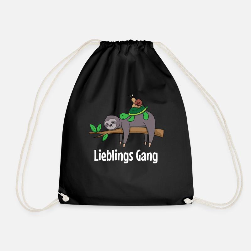 Faultier Schildkröte Schnecke Lieblings Gang Gift - Turnbeutel - Schwarz