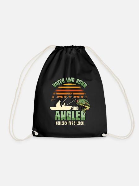 Angeln Angler Fischen Vater und Sohn Geschenk - Turnbeutel - Schwarz