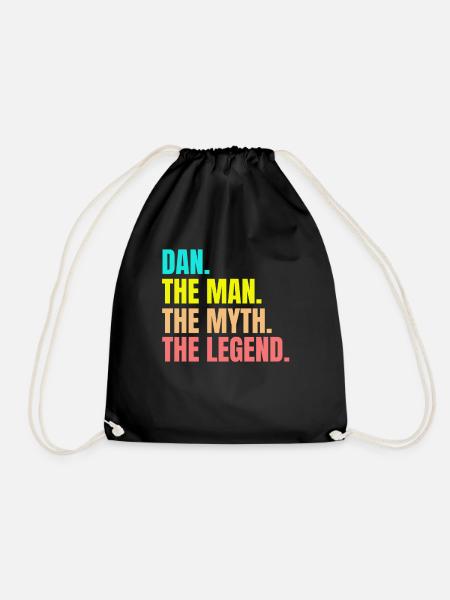 Mens Dan- The Man The Myth The Legend Personalized - Drawstring Bag - black