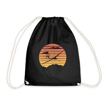 Glider, glider flying motif with saying - Drawstring Bag - black - Front