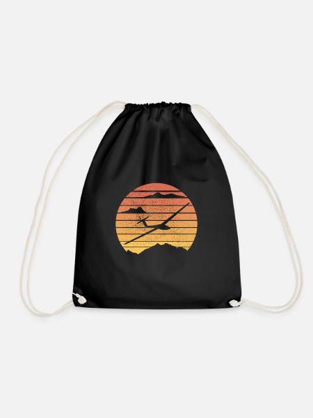 Glider, glider flying motif with saying - Drawstring Bag - black