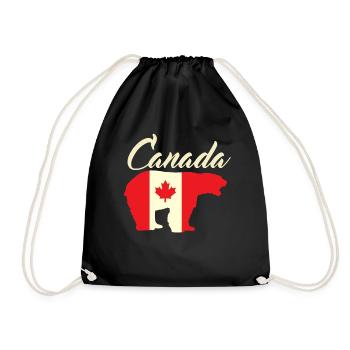 Cool Canada Bear With Flag Vintage Country Love - Drawstring Bag - black - Front