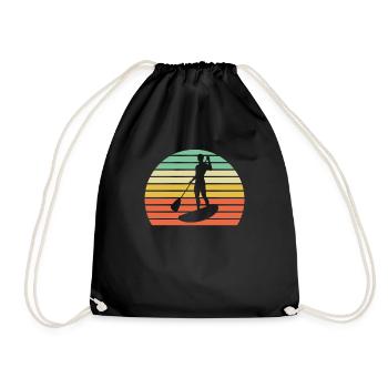 Paddleboard SUP Retro Style Sonnenuntergang - Turnbeutel - Schwarz - Vorne