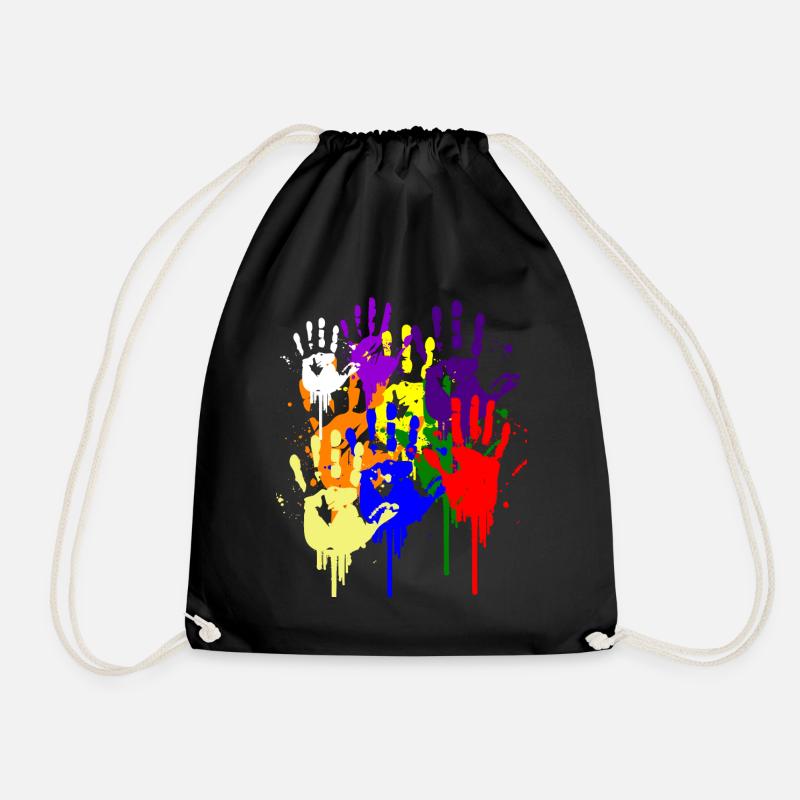 Paint Hand Blob Colorful Painter Gift Imprint Cool - Turnbeutel - Schwarz