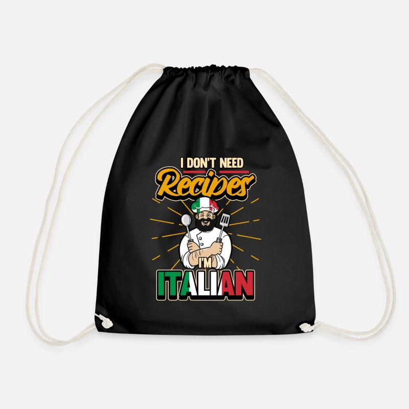 Lustig Italiener Koch Küchenchef Spruch Geschenk - Turnbeutel - Schwarz