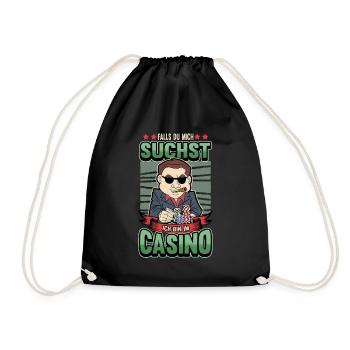 Lustig Poker Casino Glücksspiel Spruch Geschenk - Turnbeutel - Schwarz - Vorne