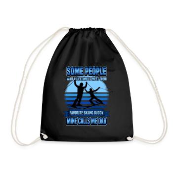 Funny ski skier mountains skiing saying gift - Drawstring Bag - black - Front