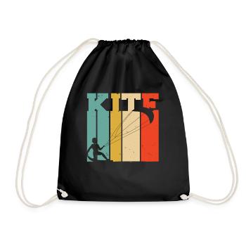 Kite kiting kitesurfing board kiter surfing gift - Drawstring Bag - black - Front
