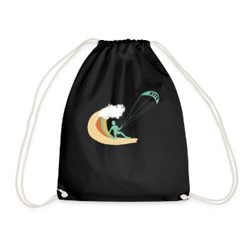Kite kiting kitesurfing board kiter surfing gift - Drawstring Bag - black - Front